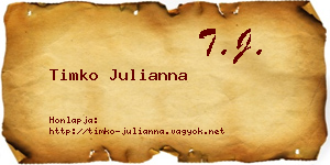 Timko Julianna névjegykártya